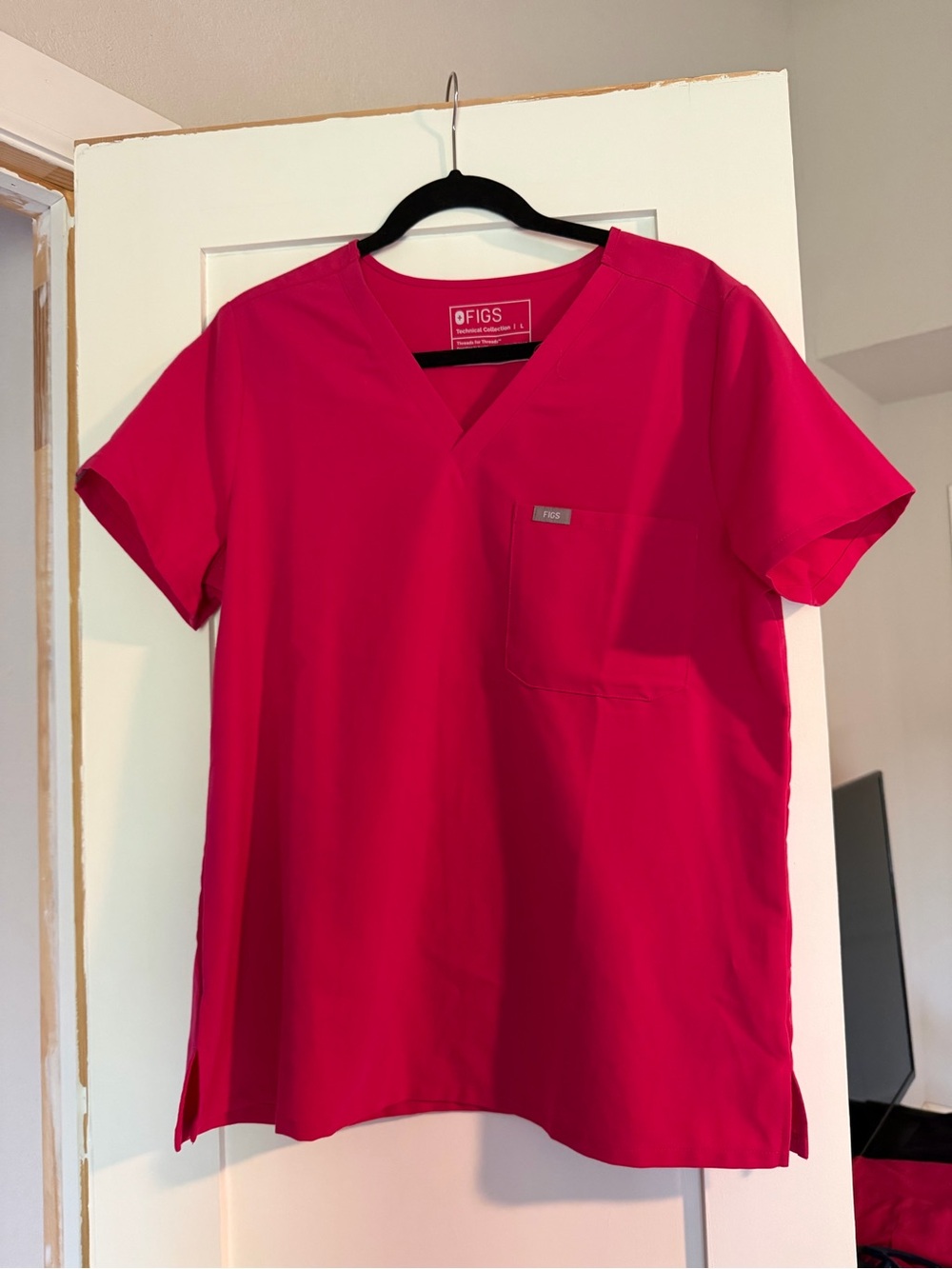Figs Women's Catarina V-Neck Scrub Top in Bright Fuchsia